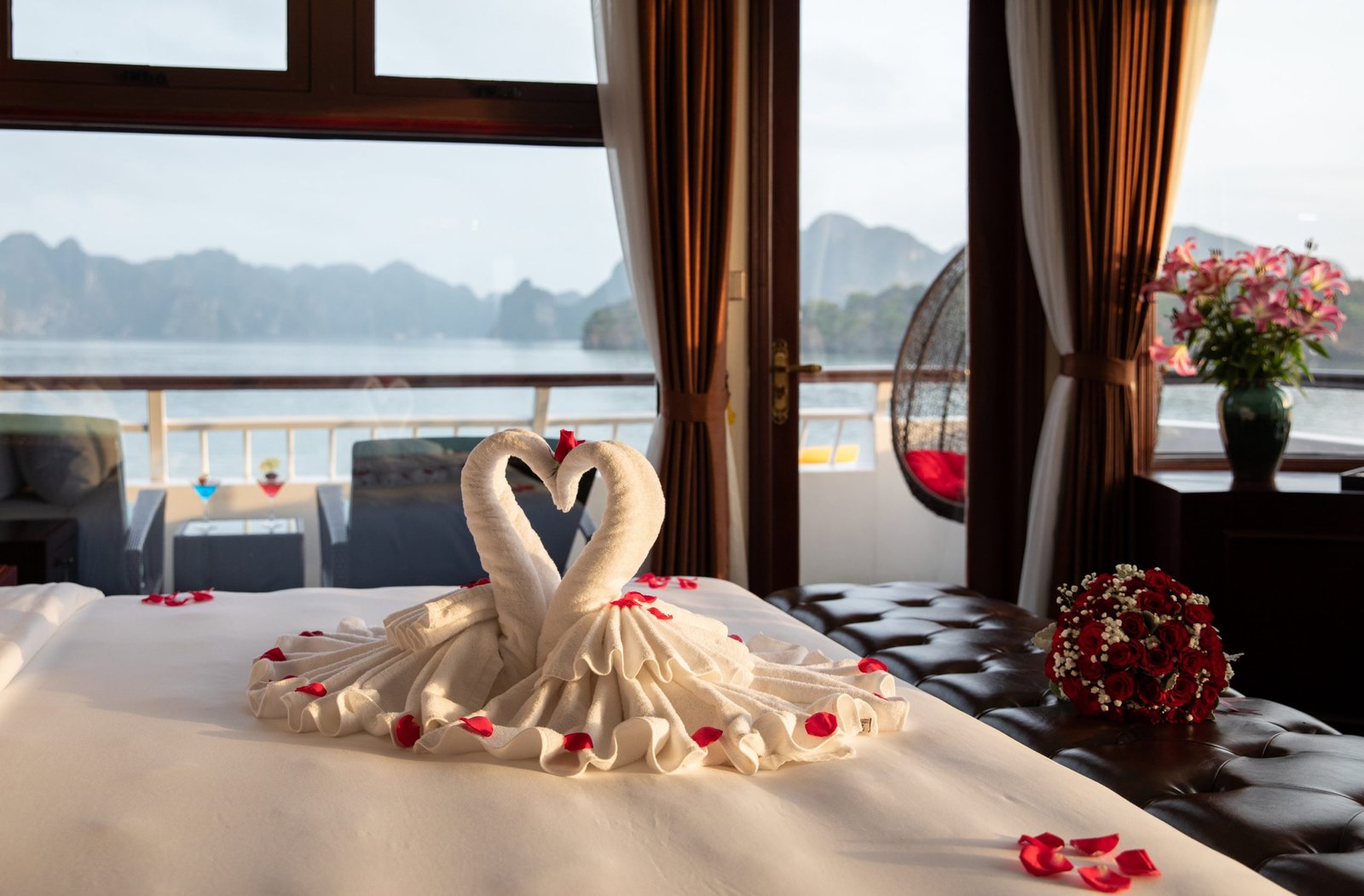 Honeymoon Suite private terrace at sunrise